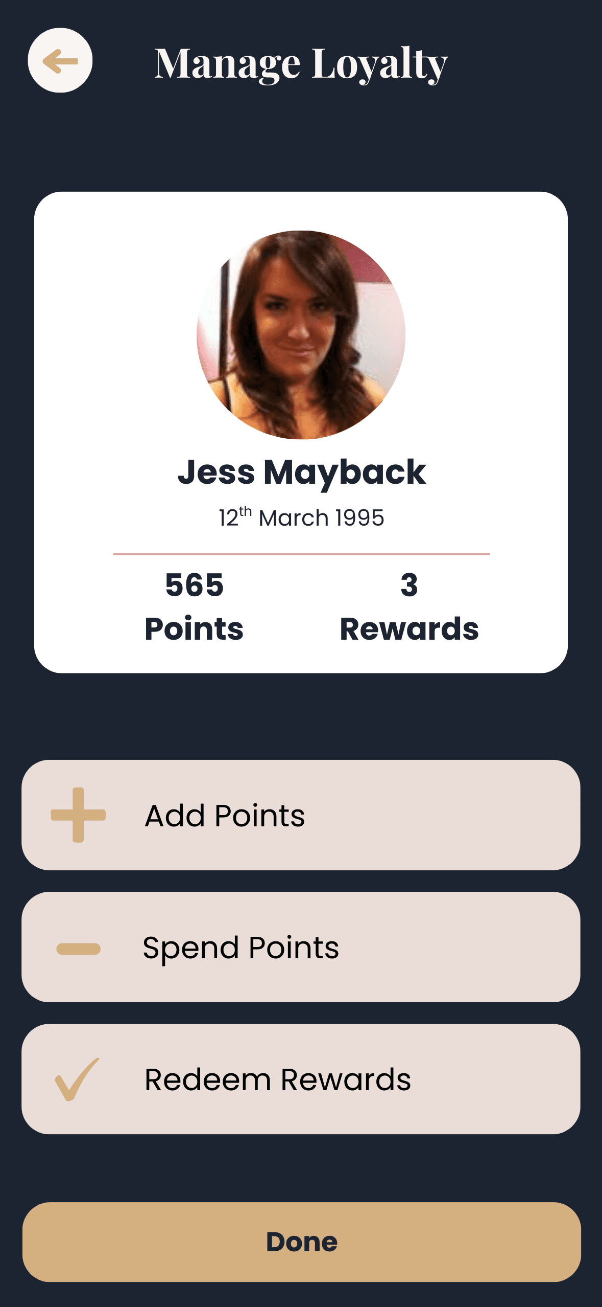 Salon user points management